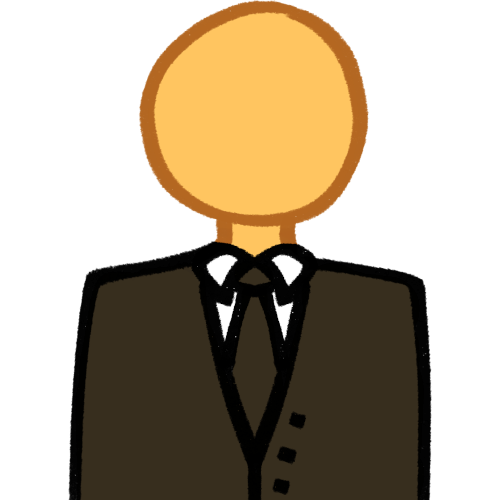 a yellow figure in a suit.